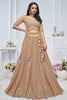 Captivating Golden Embroidered Net Wedding Wear Lehenga Choli