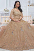 Captivating Golden Embroidered Net Wedding Wear Lehenga Choli