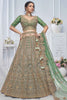 Charming Green Embroidered Net Mehendi Wear Lehenga Choli