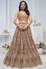 Marvelous Brown Embroidered Net Reception Wear Lehenga Choli