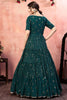 Ravishing Green Sequins Georgette Festival Wear Gown