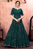 Ravishing Green Sequins Georgette Festival Wear Gown