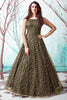 Precious Olive Green Foil Work Net Party Wear Gown