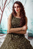 Precious Olive Green Foil Work Net Party Wear Gown