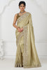 Incredible Lime Cream Embroidered Dola Silk Event Wear Saree