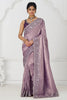 Tantalizing Mauve Heavy Border Work Dola Silk Engagement Wear Saree
