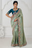 Precious Green Heavy Border Work Dola Silk Wedding Saree With Blouse