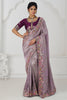 Special Lilac Color Embroidered Dola Silk Engagement Wear Saree