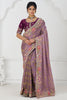 Glamorous Mauve Heavy Border Work Viscose Silk Bridesmaid Saree