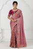 Unique Pink Embroidered Viscose Silk Reception Wear Saree With Blouse
