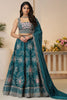 Fantastic Blue Thread Work Satin Silk Wedding Wear Lehenga Choli
