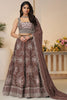 Incredible Mauve Thread Work Satin Silk Bridesmaid Lehenga Choli