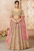 Ravishing Beige Floral Motifs Banarasi Silk Engagement Lehenga Choli