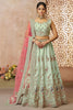 Attractive Pista Green Embroidered Silk Bridesmaid Lehenga Choli