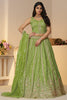 Delightful Green Sequins Organza Wedding Lehenga Choli With Dupatta