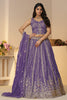 Shocking Purple Sequins Organza Reception Wear Lehenga Choli