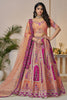 Amazing Peach Embroidered Banarasi Silk Bridesmaid Lehenga Choli