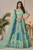 Precious Sky-Blue Embroidered Banarasi Silk Sangeet Wear Lehenga Choli