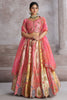 Beautiful Pink Thread Work Banarasi Silk Reception Wear Lehenga Choli