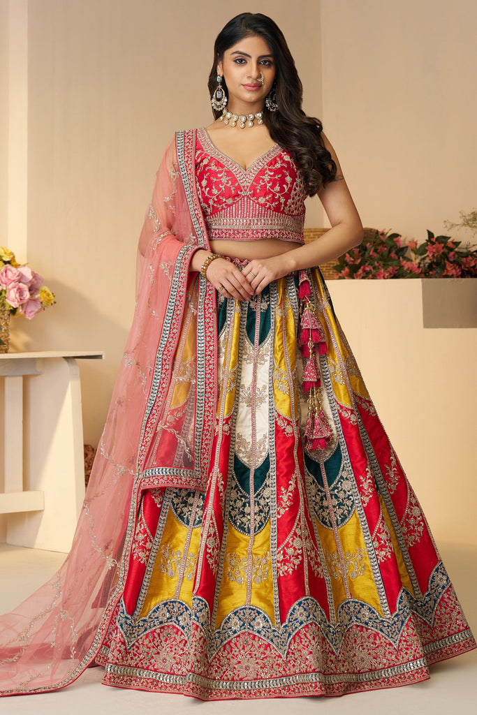 Marvelous Multi-Color Sequins Silk Bridesmaid Lehenga Choli