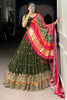 Wonderful Olive Green Embroidered Georgette Mehendi Wear Lehenga