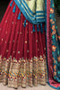 Shocking Maroon Georgette Wedding Lehenga Choli With Gaji Silk Dupatta