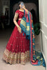 Shocking Maroon Georgette Wedding Lehenga Choli With Gaji Silk Dupatta