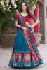 Marvelous Teal Blue Patola Printed Tussar Silk Lehenga With Blouse