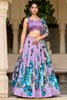 Adorable Lavender Floral Printed Silk Lehenga Choli With Dupatta