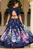 Lovable Navy Blue Floral Printed Silk Event Wear Lehenga Choli