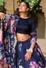 Lovable Navy Blue Floral Printed Silk Event Wear Lehenga Choli