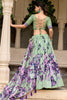 Endearing Pista Green Floral Printed Silk Festival Wear Lehenga Choli