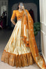 Tantalizing Mustard Yellow Shibori Printed Dola Silk Lehenga With Blouse