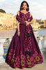 Surprising Purple Floral Print Tussar Silk Function Wear Lehenga Choli