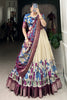 Surprising Off-White Printed Silk Traditional Lehenga Choli With Dupatta