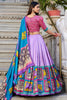 Pretty Lavender Kalamkari Printed Silk Festival Wear Lehenga Choli