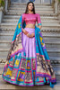 Pretty Lavender Kalamkari Printed Silk Festival Wear Lehenga Choli