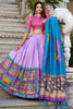 Pretty Lavender Kalamkari Printed Silk Festival Wear Lehenga Choli