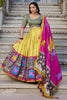 Glamorous Mustard Yellow Tussar Silk Kalamkari Printed Lehenga Choli