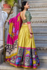 Glamorous Mustard Yellow Tussar Silk Kalamkari Printed Lehenga Choli