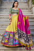 Glamorous Mustard Yellow Tussar Silk Kalamkari Printed Lehenga Choli