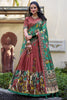 Gorgeous Coral Red Kalamkari Printed Silk Lehenga Choli With Dupatta