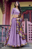 Awesome Lavender Thread Work Vichitra Silk Festival Wear Lehenga Choli