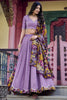Awesome Lavender Thread Work Vichitra Silk Festival Wear Lehenga Choli