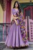 Awesome Lavender Thread Work Vichitra Silk Festival Wear Lehenga Choli