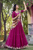 Stunning Pink Thread Work Vichitra Silk Traditional Lehenga Choli