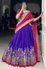 Shocking Royal Blue Floral Print Silk Lehenga Choli With Dupatta
