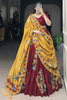 Incredible Maroon Floral Printed Tussar Silk Lehenga Choli With Dupatta