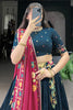 Fascinating Teal Blue Foil Work Tussar Silk Lehenga Choli With Dupatta