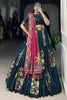 Fascinating Teal Blue Foil Work Tussar Silk Lehenga Choli With Dupatta